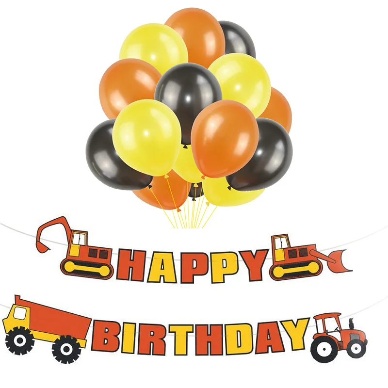 День рождения украшения с днем баннер экскаватор строительство вечерние