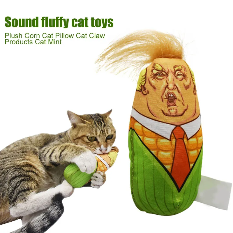 Дональд Трамп форма кошачья мята Подушка кошка плюшевые игрушки Кукуруза дизайн скрипучий мягкие игрушки FJ88
