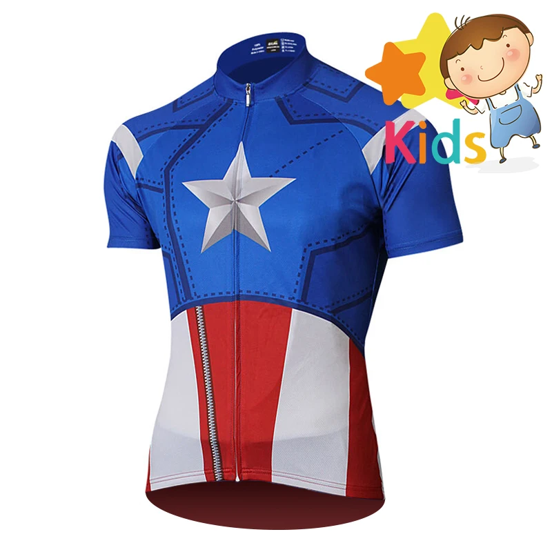 Комплект для велоспорта Marvel Super Hero для детей, комплект одежды для велоспорта Ropa Ciclismo, велосипедный костюм Капитана Америки, дышащий