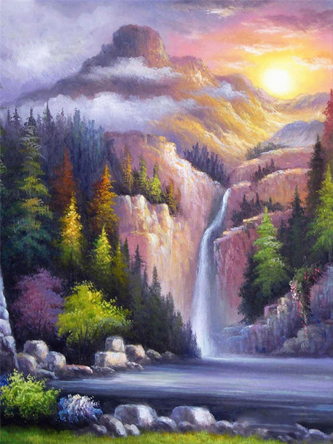 Diamond Painting Waterfall Scenery Full Square Diamond Embroidery Mosaic Picture Of Rhinestones Home Decor Gift