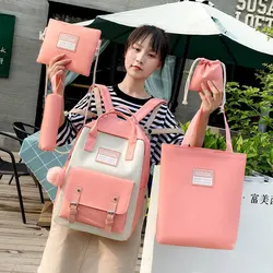 Canvas School Bags Sets for Teenage Girls Women New Trend Female Backpack Nylon Women Backpack Child Student Shoulder Bag