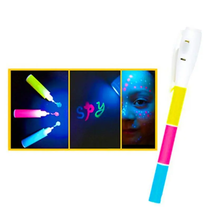 Волшебная 3 цвета УФ флуоресцентная ручка свет комбо креативная канцелярская ручка с невидимыми чернилами Канцтовары офисный школьный принадлежности секретные DIY
