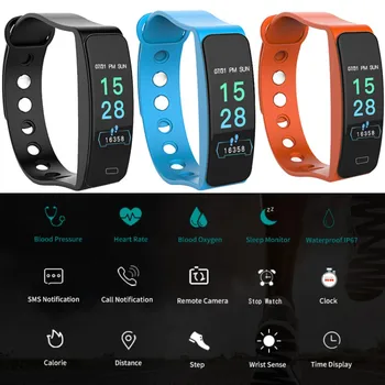 

0.96 Inch Heart Rate Blood Pressure Monitor Smartwatch For Android Cellphone Sport Waterproof Smart Bracelet