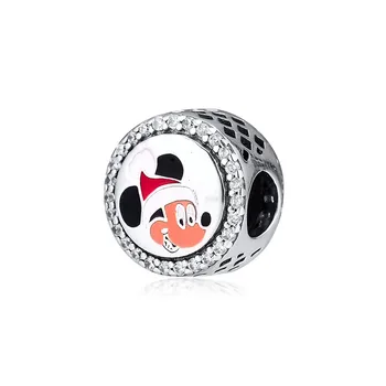 

Color Enamel Christmas Hat Mouse Crystal Beads for Charms Bracelets Happy Holiday Sign 925 Sterling Silver Jewelry Making 2019