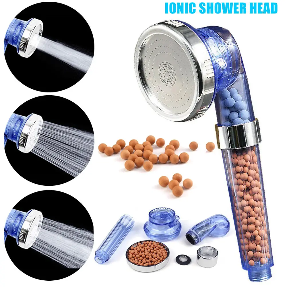 New Negative Ion Filtered SPA Shower Head Handheld Water Saving Adjustable 3-Way Spray Nozzle Heads SF66
