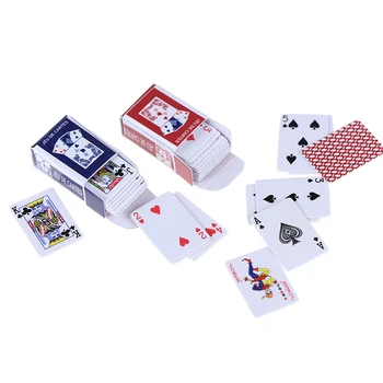 

1set Mini Poker Playing Cards Funny Models Poler Cute Miniature Doll Toys Decorative 1:12 Dollhouse Accessories