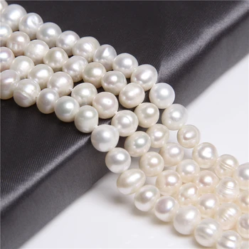 

Potato Round Natural Freshwater White Pearl Beads Big Baroque 10-11mm Pearls For Jewelry Making DIY Bracelet Necklace 14''Strand