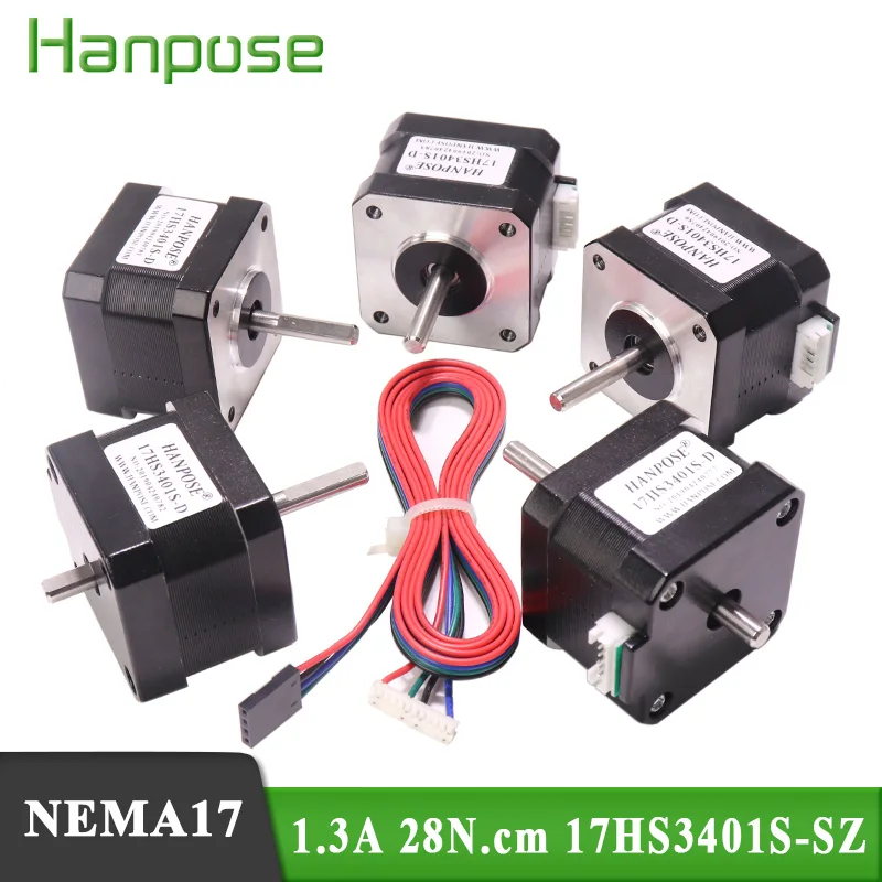 Двухвальный двигатель NEMA17 42bygh 1.3A 28N.cm 17HS3401S-SZ 5 шт. | Обустройство дома