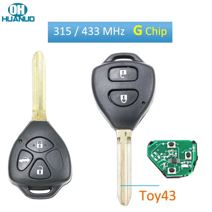 2/3 кнопки дистанционного ключа 315 МГц 433 с G чипом внутри для-Toyota Corolla RV4 Camry TOY43 Blade |