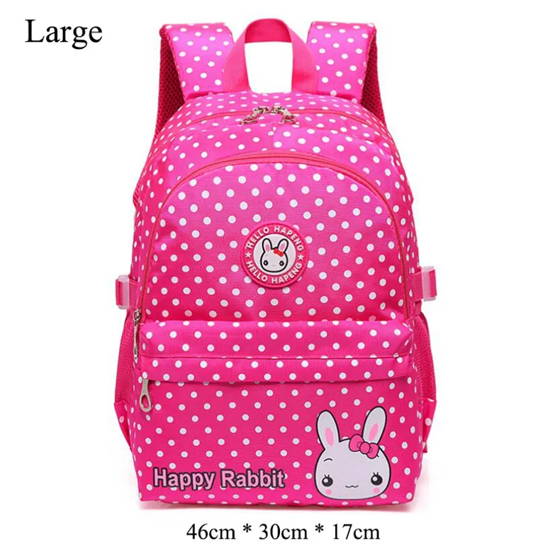 Large Rose Red Милый школьный рюкзак с кроликом из мультфильма для девочек, детские школьные сумки для девочек, школьная сумка, светильник, рюкзак Mochila - Цвет: Large Rose Red