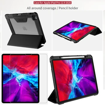 

for Apple iPad Pro 12.9 2020 Bumper Leather Case clear protective film Back Cover for Apple iPad 12.9 Protective shell Nillkin