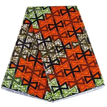 Оранжевая африканская ткань хлопок восковая набивная ткань оптом Геометрическая набивная ткань Анкара африканская восковая хлопковая ткань