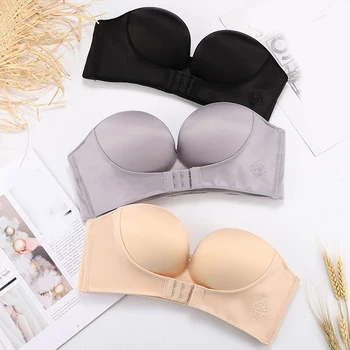 

Front Closure Sexy Push Up Bra Women Invisible Bras Underwear Lingerie for Female Brassiere Strapless Seamless Bralette 3/4 Cup