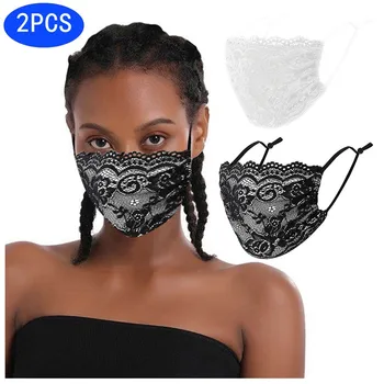 

Lace Applique Washable And Reusable Mouth Face Mask Facemask Face Mask Fashion Mascarilla Reutilizable Adjustment mask#3