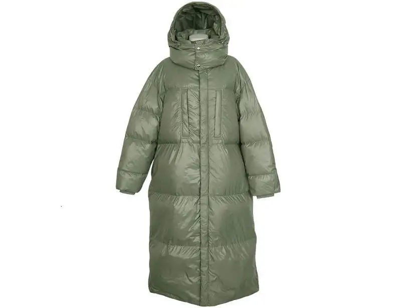 [EWQ] осень зима с капюшоном длинного размера плюс толстый теплый хлопок-ватник корейский стиль длинный зеленый парка пальто для женщин QL71001