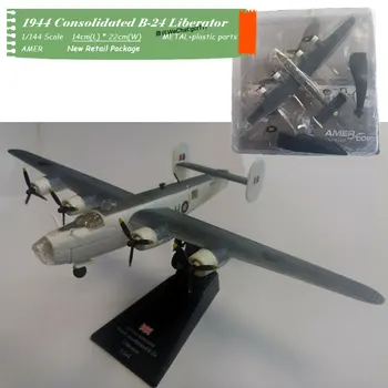 

AMER 1/144 Scale Fighter Model Toys World WarII B-24 Liberator Bomber Diecast Metal Plane Model Toy For Gift,Collection,Kids