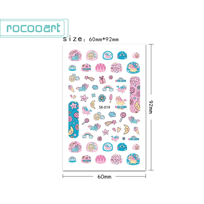 Rocooart beauty, мультипликационный рисунок, детские наклейки для ногтей, клей, сделай сам, искусство для ногтей, тату, временно, наклейки для ногтей, Декор