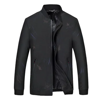 

Autumn Big Size Jacket Men Baseball Collar Loose Coat Plus Fat plus Jacket Shirt Fat Man Leisure Middle Age Top