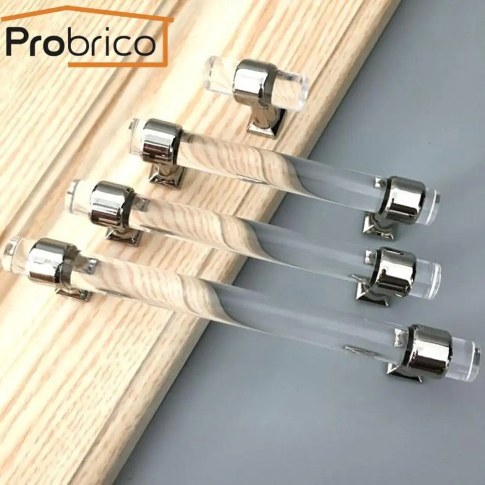 

Probrico Transparency/Polished Chrome Acrylic Handle and knob for Cabinet/ drawer /wardrobe / furniture T bar Pull