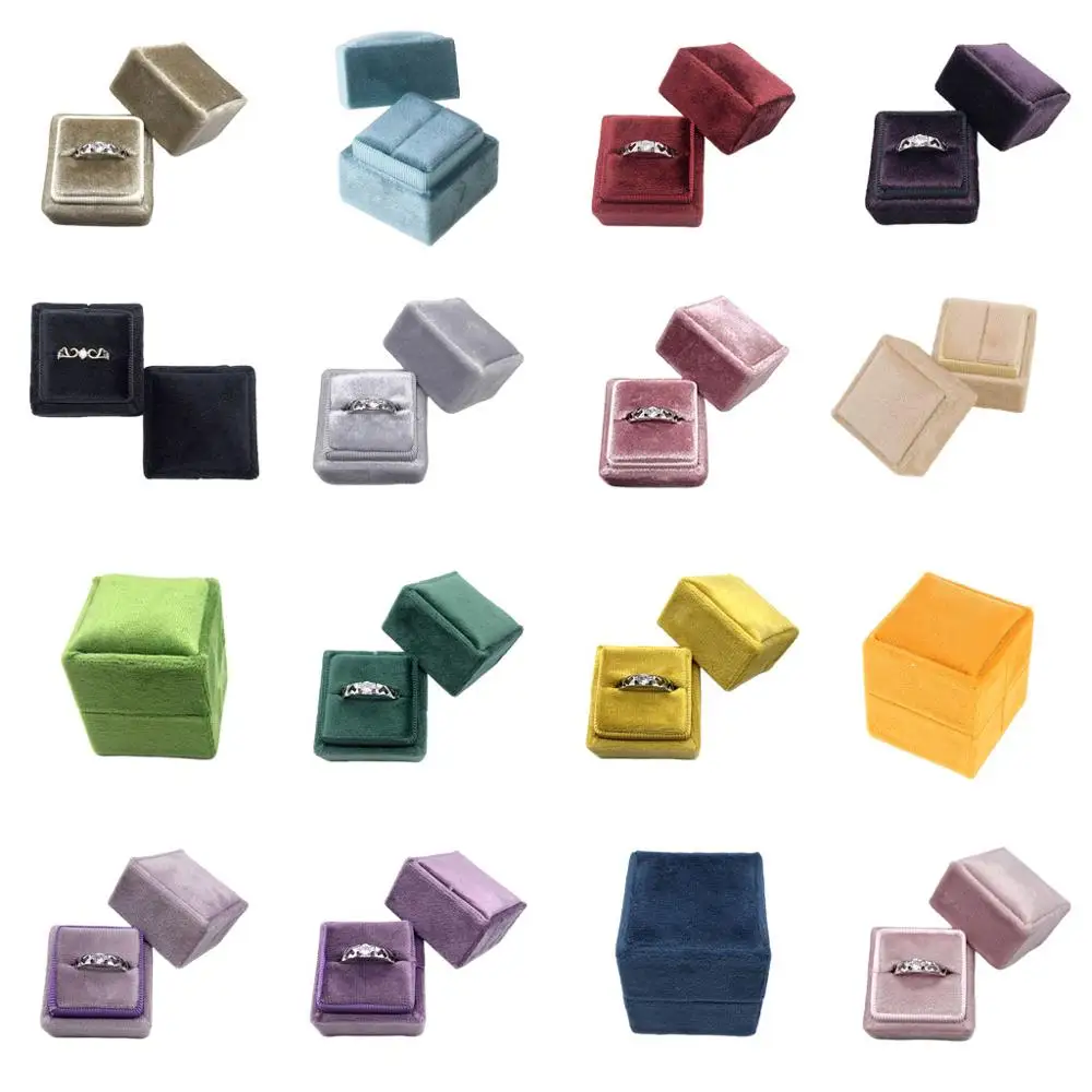 16 цветов бархат одно кольцо коробка квадратная Свадебная церемония со съемной