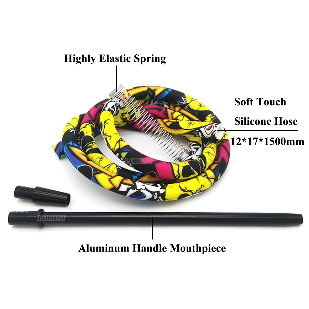 Hookah Accessories Hookah Mouthpieces LOMINT Cool Nice Colorful Soft Touch Hookah Hoses With Aluminum Handle Mouthpiece Highly Elastic Spring LM-H061
