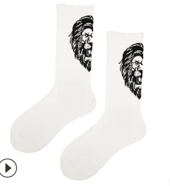 Korean fashion men Harajuku hip-hop socks funny wolf panda eagle lion tiger socks ferocious animal print men socks 1