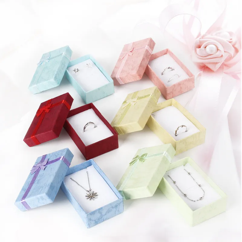 

New Ribbon Jewelry Box Gift Boxes with Knot Necklace Ring Bracelet Display Box Elegant Ring Earring Necklace Display Storage Box