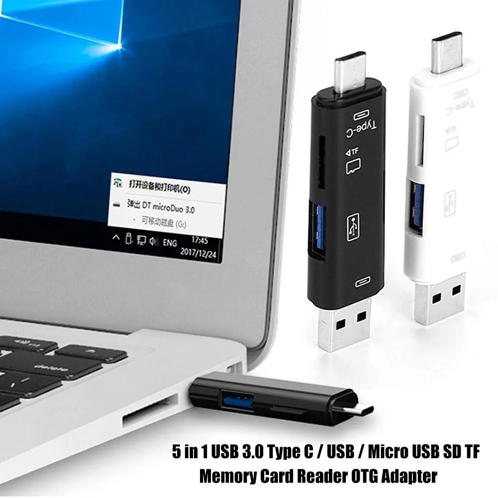 5 в 1 USB 3,0 type-C Micro OTG кардридер Универсальный OTG TF/SD кардридер телефон удлинитель-переходник Micro USB OTG адаптер