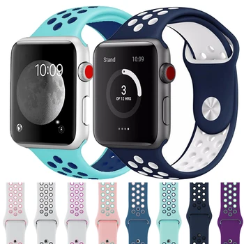 

Gorgeous Breathable Band for Apple Watch 5 4 3 2 1 42MM 38MM soft strap Silicone Sports bands for Iwatch series 5 4 3 40mm 44mm