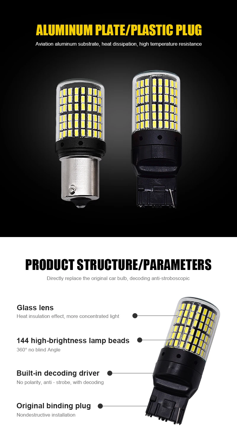 10 шт. T20 7440 W21W светодиодный лампы 3014 144smd светодиодный Canbus без ошибок 1157 1156 BA15S P21W BAU15S PY21W поворот тормозных огней сигнала светло-красный