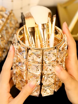 

Crystal Makeup Brush Eyebrow Pencil Lipstick Storage Tube Pen Jewelry Storage Box Dressing Table Wash Room Cosmetic Organizer