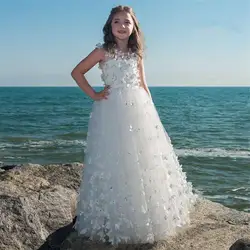 Ball Gown Puffy Tulle Flower Girls Dresses For Wedding Kid First Communion Dress Princess Pageant Prom Gown