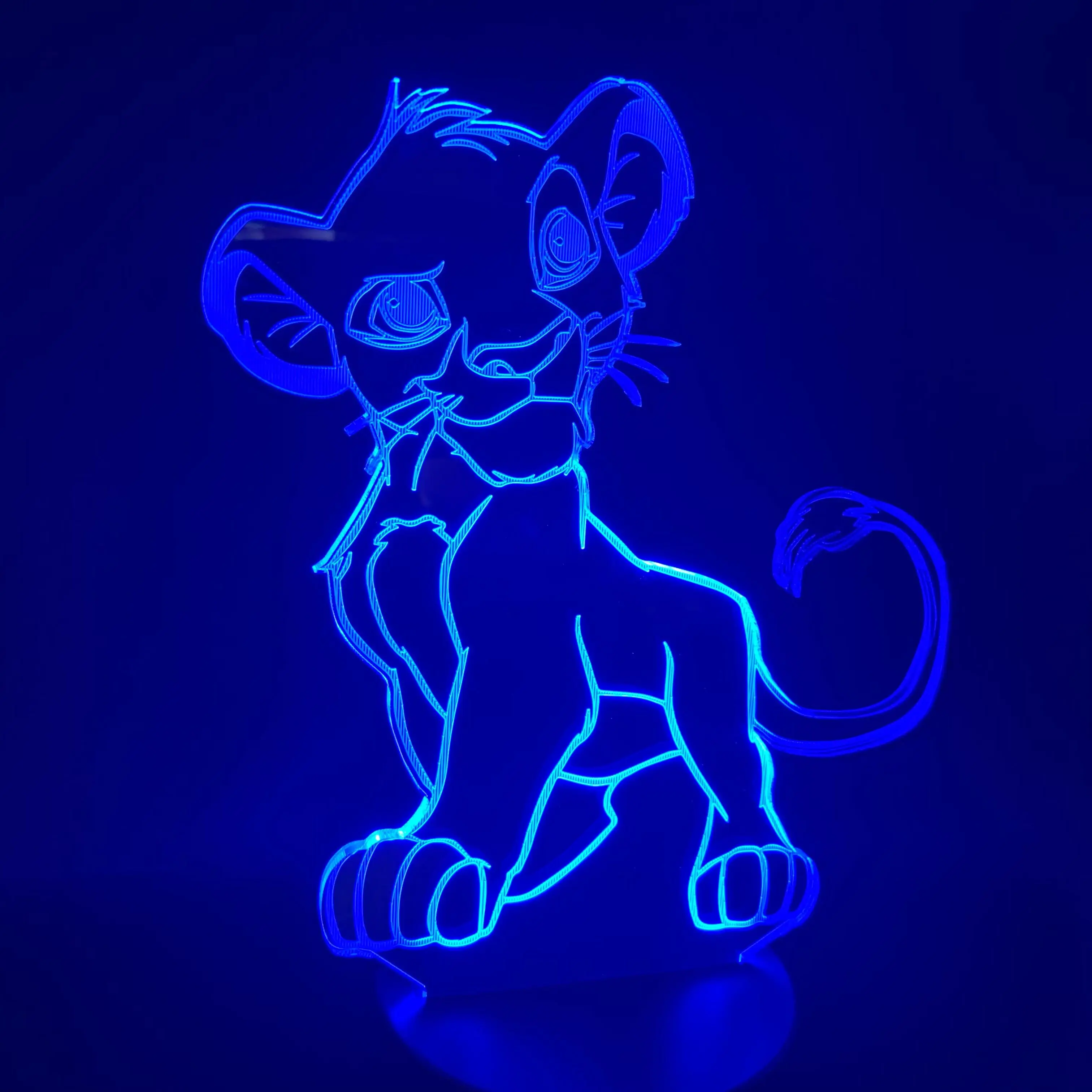 Светодиодный ночник с изображением короля льва, детский Подарочный светильник для детской спальни, 7/16 цветов, меняющийся Ночной светильник с милым животным, 3D лампа, визуальный светодиодный светильник