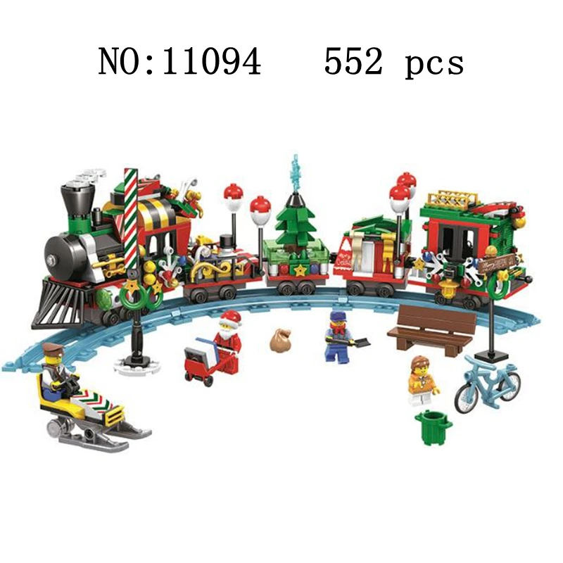 

11094 552 pcs Christmas Series Santa Claus Gifts Christmas Train Digital Set Building Blocks Children's Educational Toys Gifts