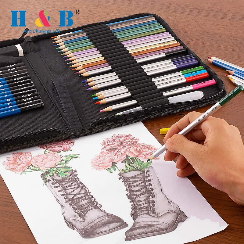 51 шт./компл. HB-CBPB051 профессиональный набор для рисования цветные карандаши