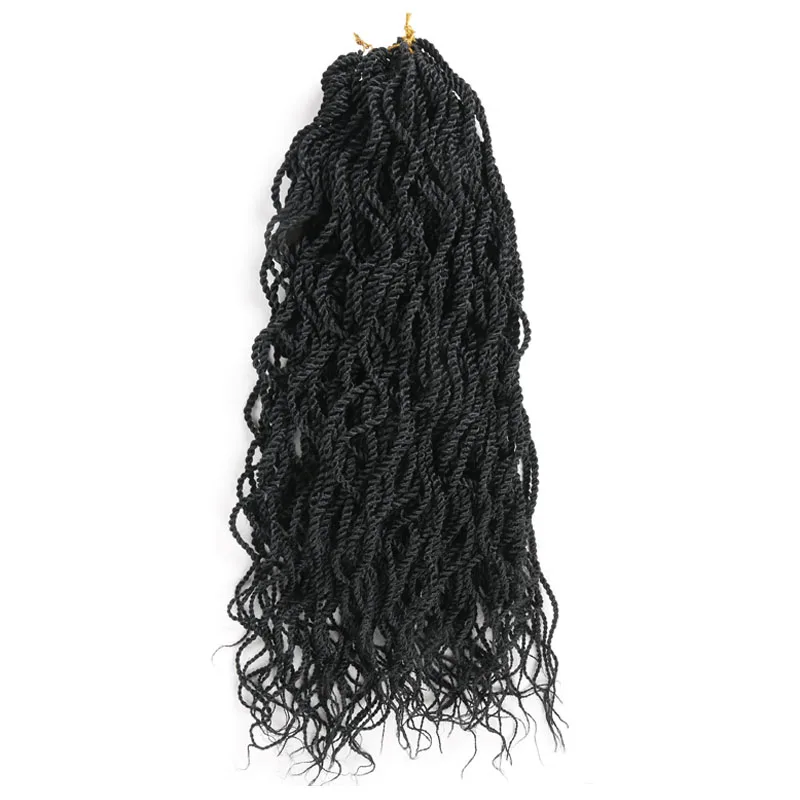 Сенегальские скрученные волосы крючком 22 дюйма 24 пряди freetress волнистые кудрявые крючком косы - Цвет: # 1B