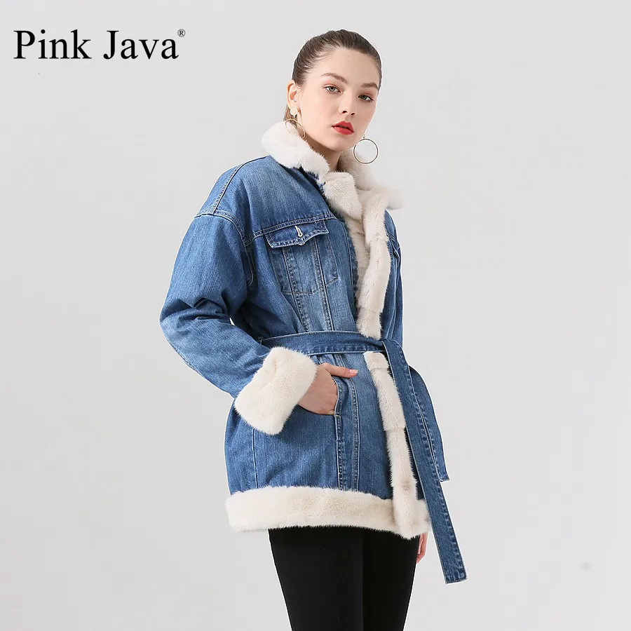 beige Короткая шуба из натурального Лисьего меха QC19041 Новое поступление, горячая распродажа, Настоящее пальто из настоящего меха норки пальто Джинсовая Куртка пуховая подкладка - Цвет: beige