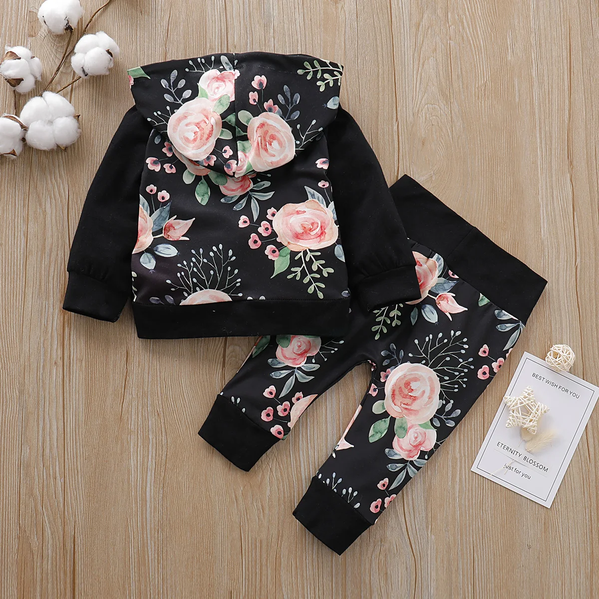 Conjunto de ropa Floral con capucha para bebé, Sudadera con capucha pantalones para recién nacido de 0 a 24 meses, unids/set 2/conjunto, de ropa| - AliExpress