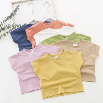 

WLG Boys Girls Summer Tops Kids Solid Short Sleeve T Shirts Baby Casual All Match T Shirt Children Clothes for 1-6 Years