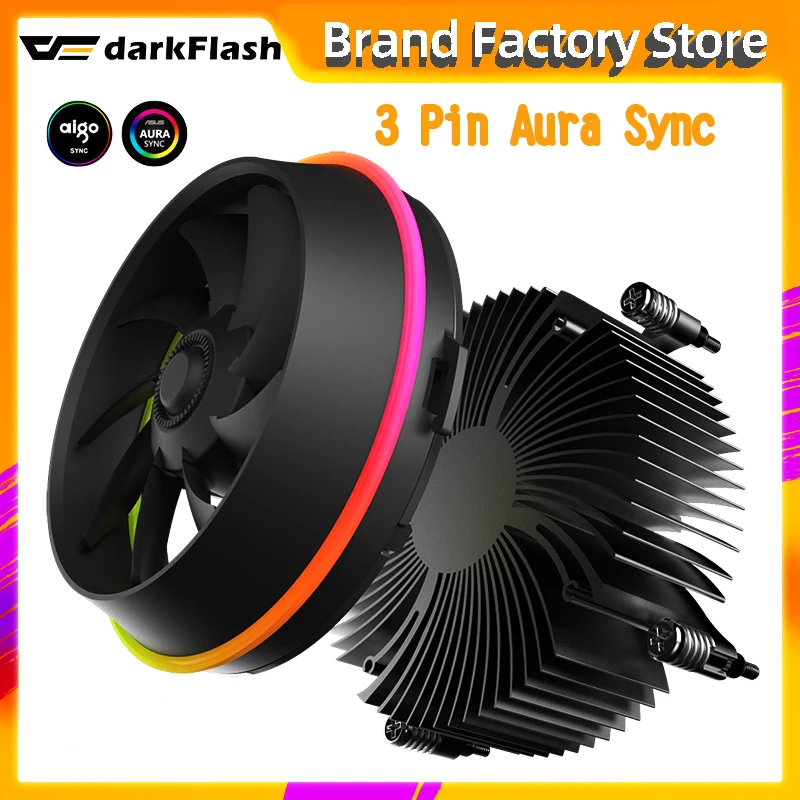 Кулер для процессора Darkflash shadow ARGB AURA SYNC 3pin5V TDP 280 Вт PWM 4pin с двойным кольцом и