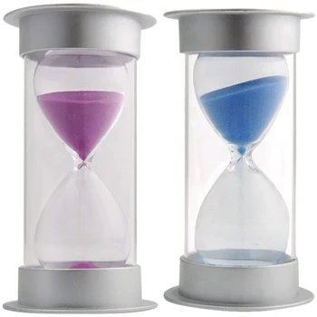 

2x 60 Minutes Hourglass,Modern Sand Timer with Sand for Mantel Office Desk Coffee Table Book Shelf Purple & Blue