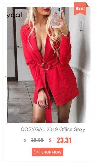 COSYGAL Ladies Fashion White Dress Women Jacket Style Loose Sexy Office Dresses Notched Blazer Dresses Autumn Robe Femme