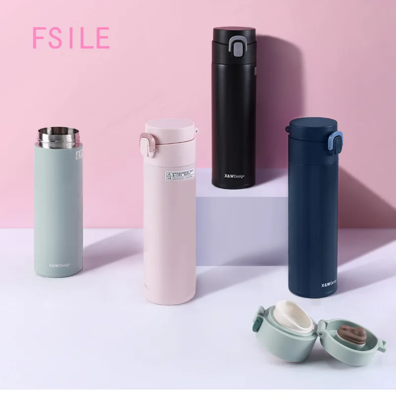 

Fashion Stainless Steel Insulation Cup with Flip Cover, Hand Cup, Ultra Light, Portable, Male and Female Student Fashion Cup
