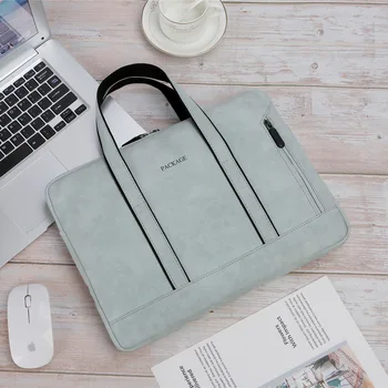 

Portable Shockproof Laptop Briefcases PU Liner Bag Men's Women's Tote Cell Phone Document Storage Office Travel Business Pouch