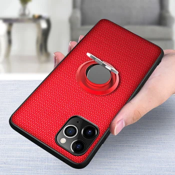 

For Iphone 11 Pro Max Case for Iphone 11 2019 5.8 6.1 6.5 Magnetic Car Holder Kick-stand Metal Finger Ring Oxford Leather Case