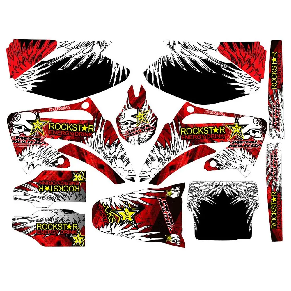 

New Skeleton Soldier Full Graphics Decals Stickers Custom Number Name 3M Bright Matte Waterproof For CR125 CR250 2002-2007
