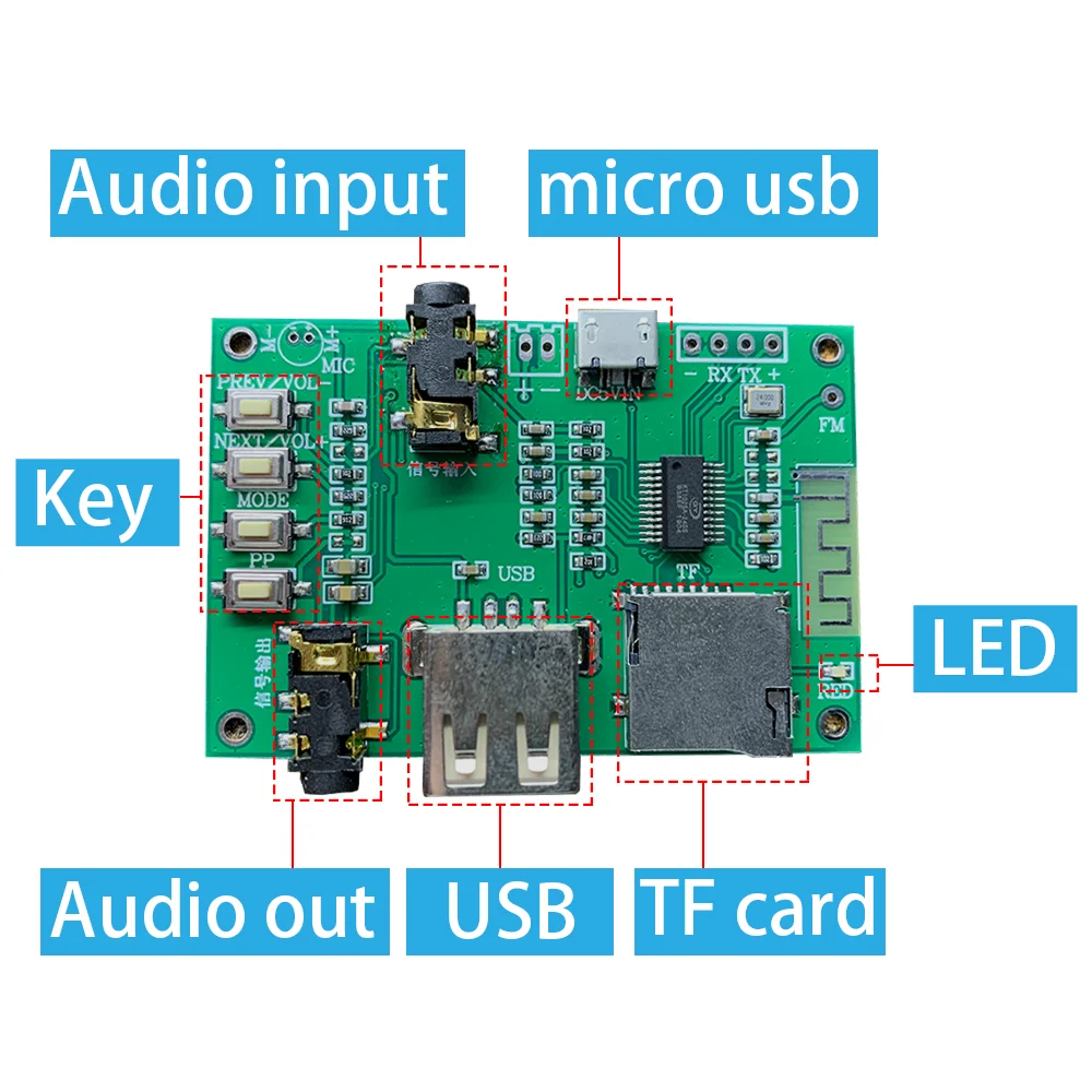 BT321F Bluetooth stereo audio transmitting and receiving module chip scheme flash serial AT