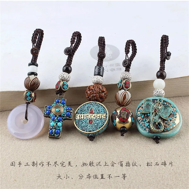 Antique-Bronze-Key-Chains-Key-Rings-Vintage-Elephant-OHM-OM-AUM-Buddha-Pendant-Keychain-Car-Key