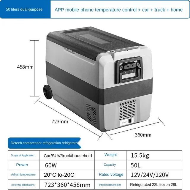 Car Refrigerator 36/50/60L Mini Portable Compressor Deep Freezer Dual Zone Fridge Auto AC DC12/24V Camping Outdoor Travel Home camping fridge Car Fridges & Heaters