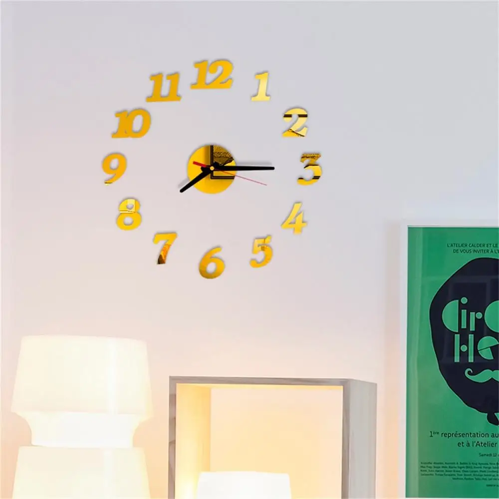 40 см ПВХ самоклеющиеся серебряные DIY 3D DIY римские цифры акриловые зеркальные настенные наклейки часы домашний декор счастливые рекламные подарки 19Apr1 - Цвет: Золотой